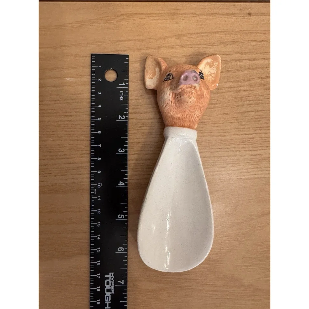 VTG PIG SCOOP CERAMIC Eclectic Animal Serveware Painted‎ Ceramic Cottagecore Ktn